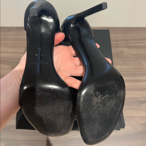 Saint Laurent - Jane 105mm Black Ankle Strap Sandals - Picture 6 of 6